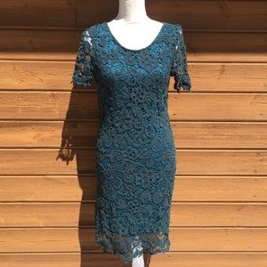 Turquoise crochet dress,Sz.L